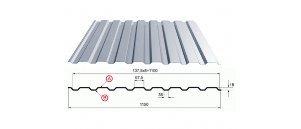 Профнастил оцинкованный С-20 1100x3000 купить недорого в Красной Пойме